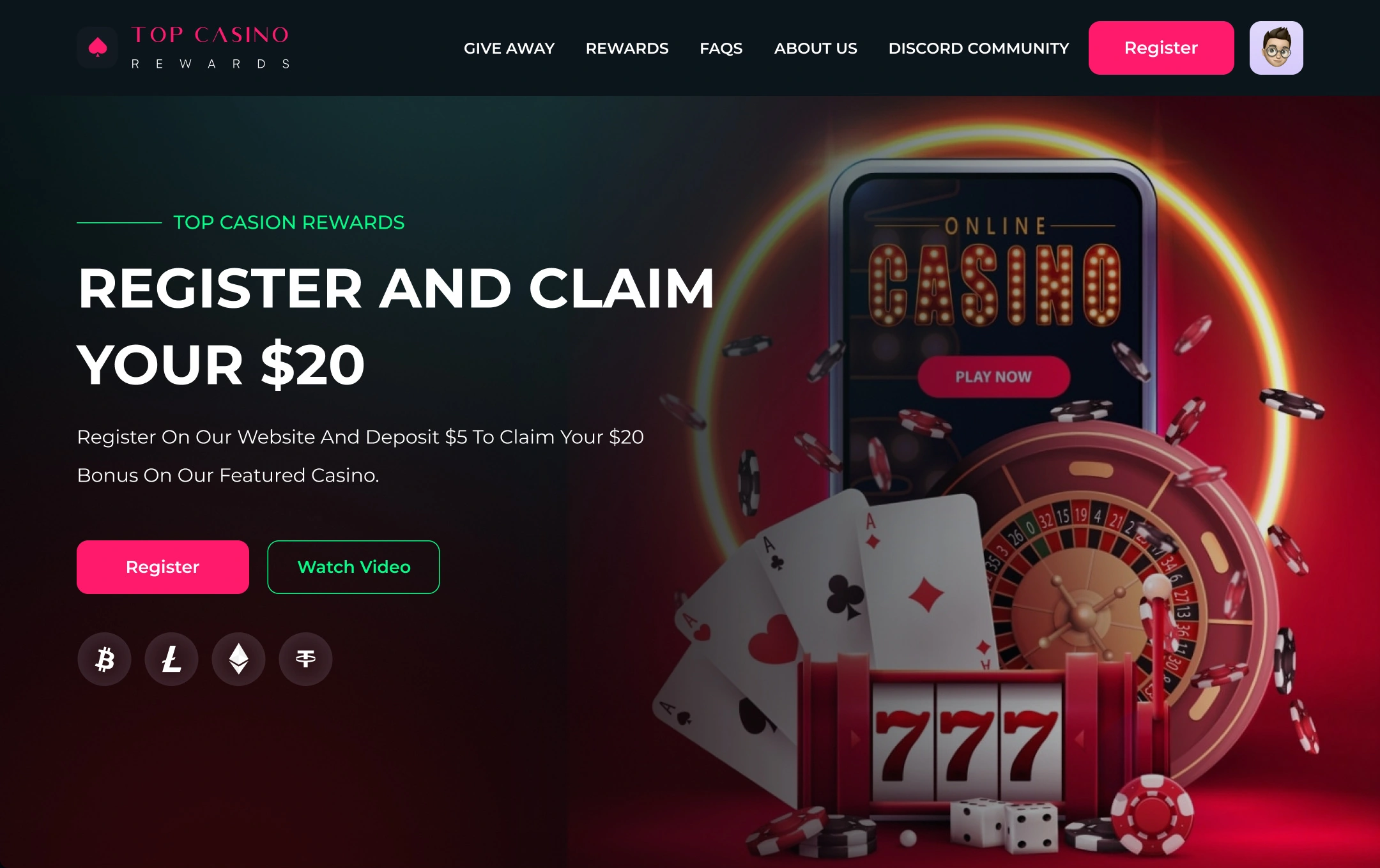 Top Casino Rewards website hero thumbnail