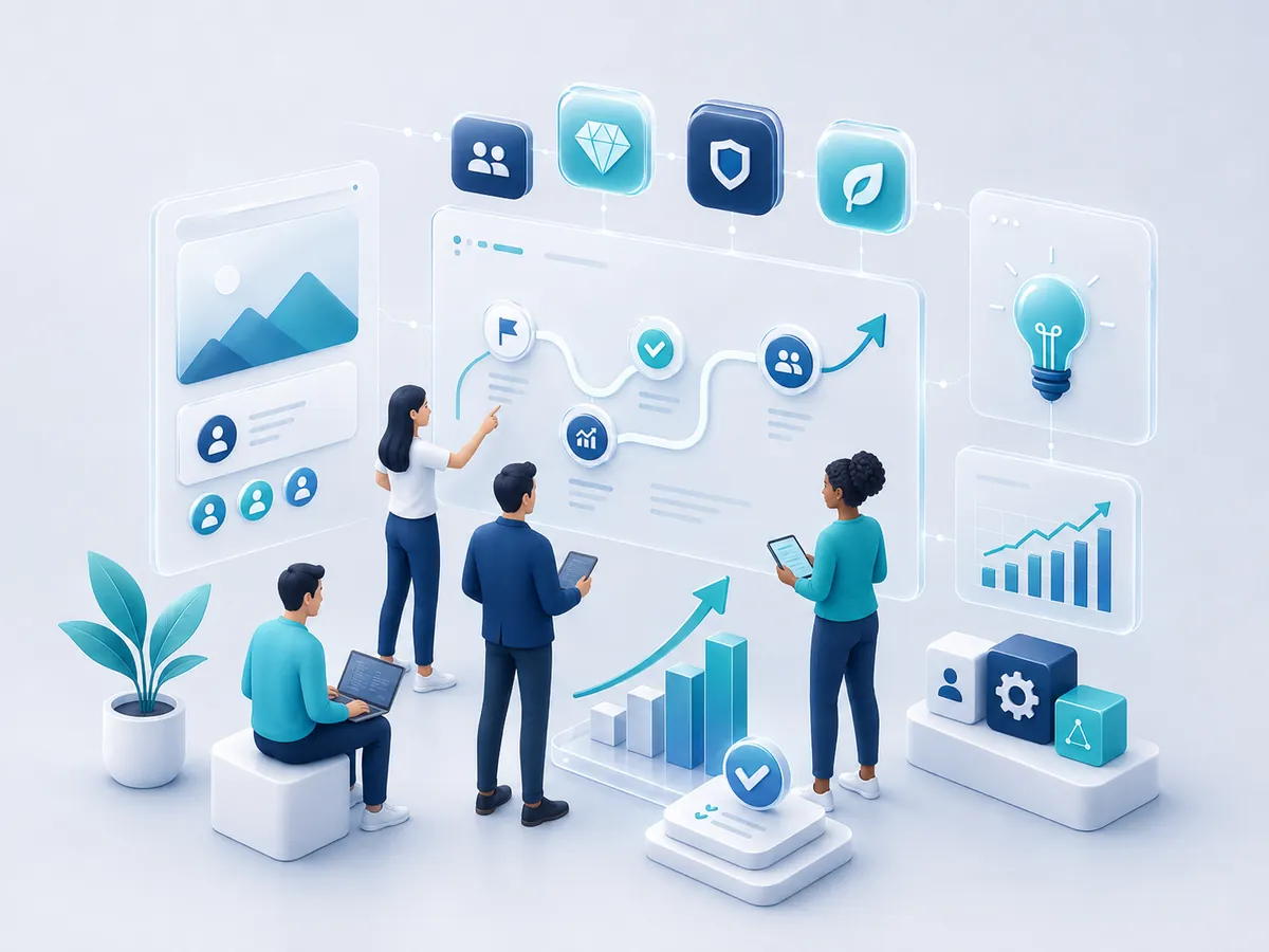 Teamwork strategy dashboard illustration