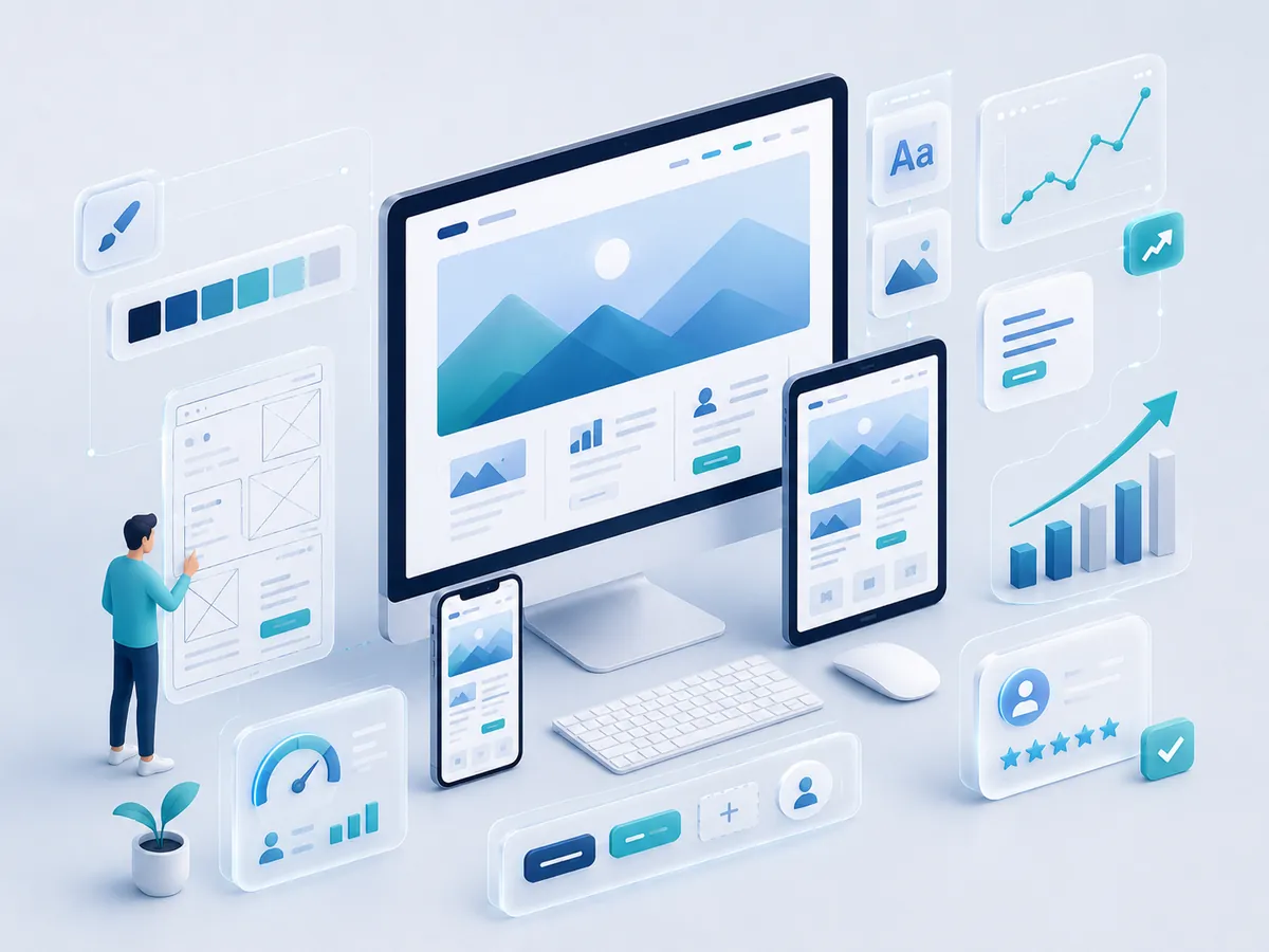 Website design analytics illustration
