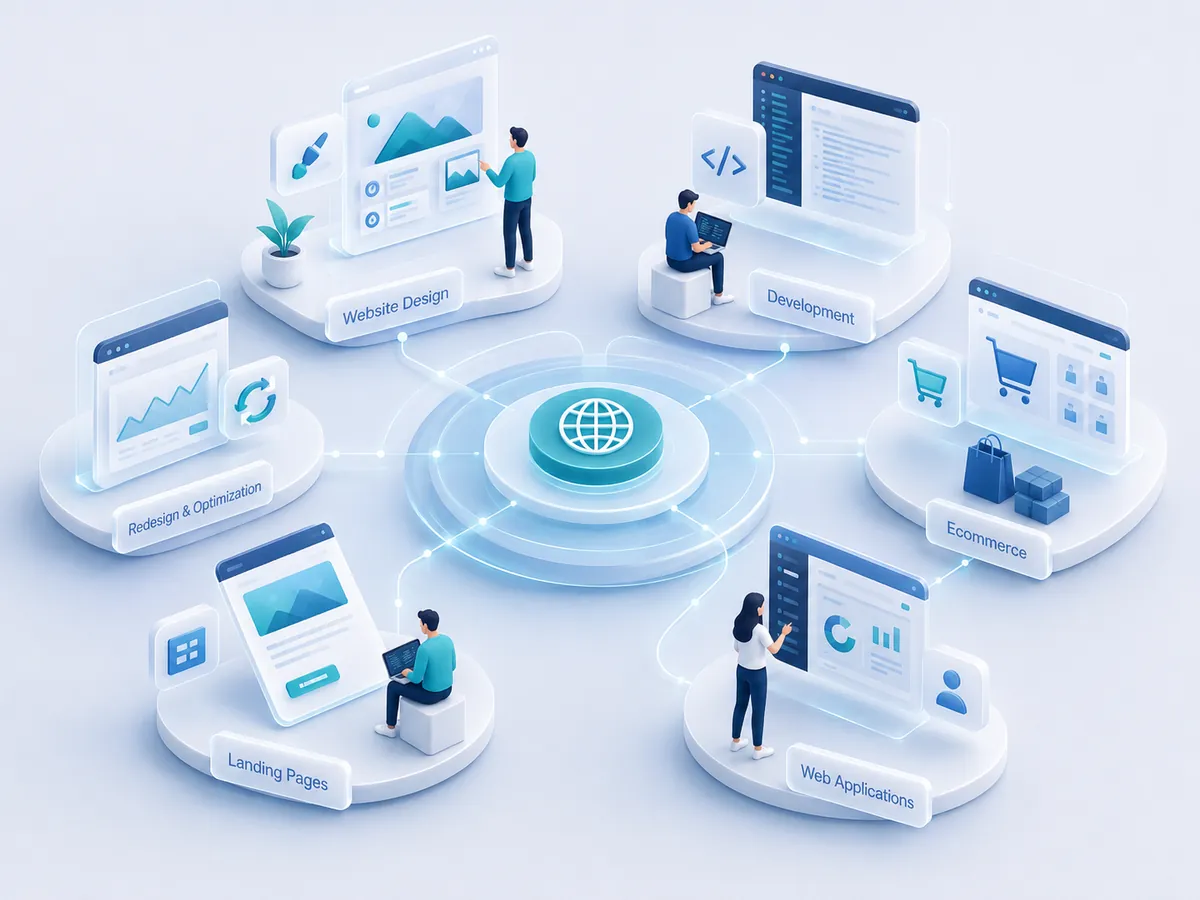 Connected digital services hub illustration